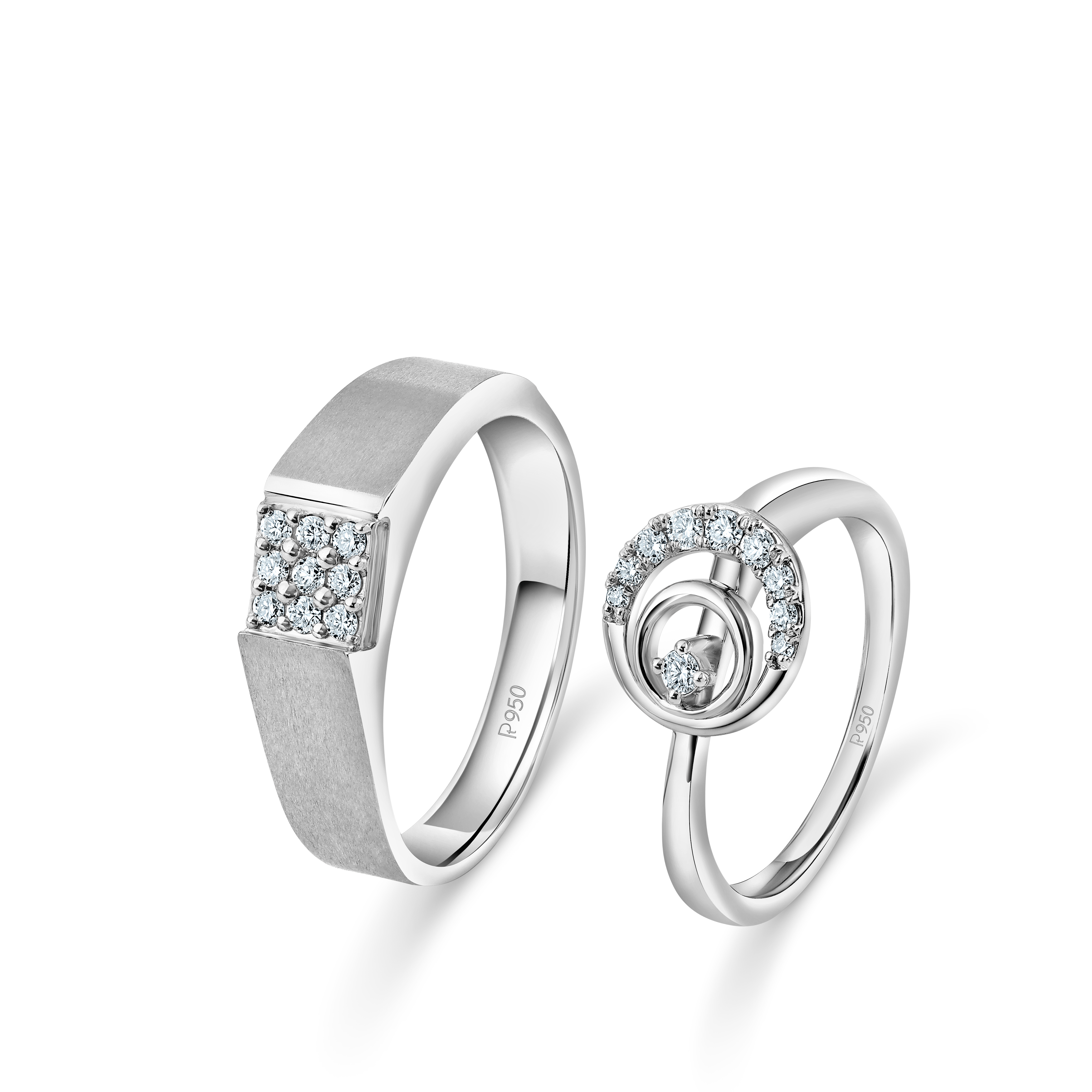 Platinum Rings for Couples with Single Diamonds JL PT 590 | Love Bands